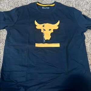 Under Armour Blue and Yellow Short Sleeve Tee with Bull Graphic NWOT